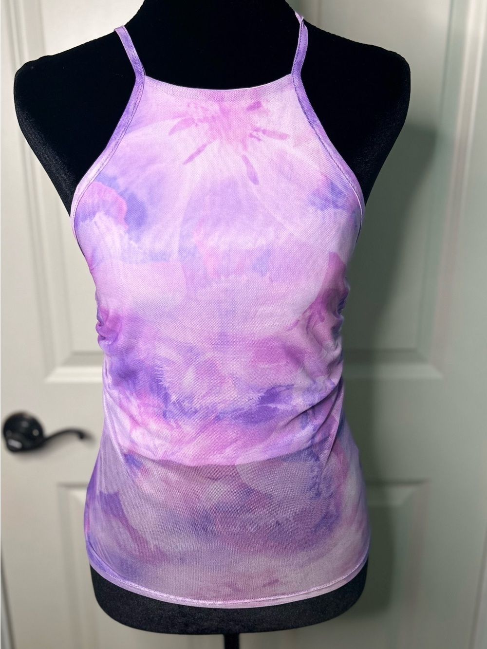 Caution To The Wind Y2K Whimsygoth Mesh Tie Dye Halter Top Small Purple